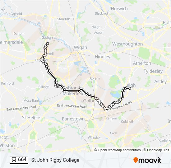 664 Bus Line Map