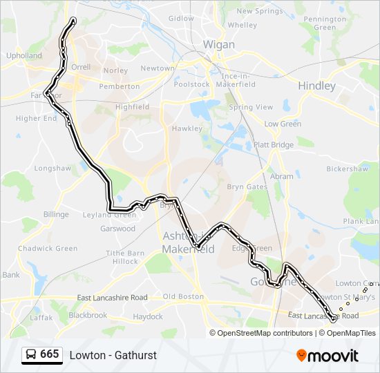 665 Bus Line Map