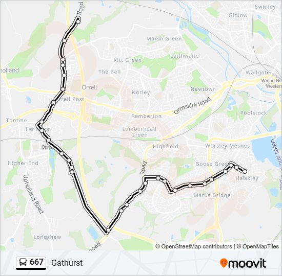 667 bus Line Map