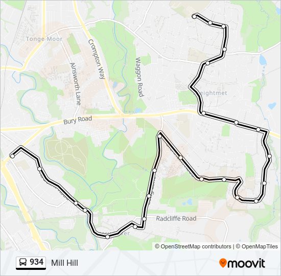 934 bus Line Map