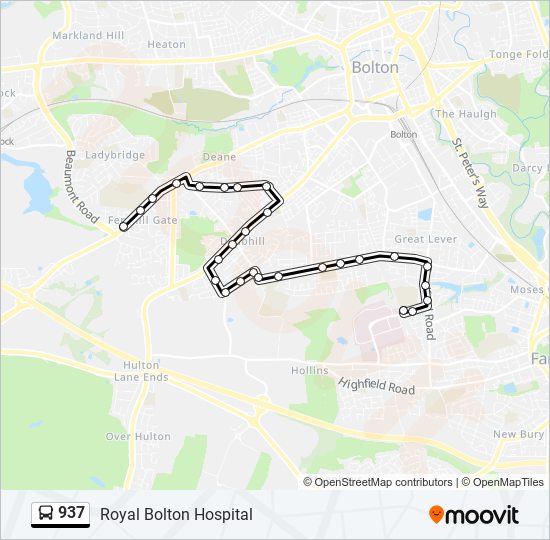 937 Route: Schedules, Stops & Maps - Royal Bolton Hospital (Updated)