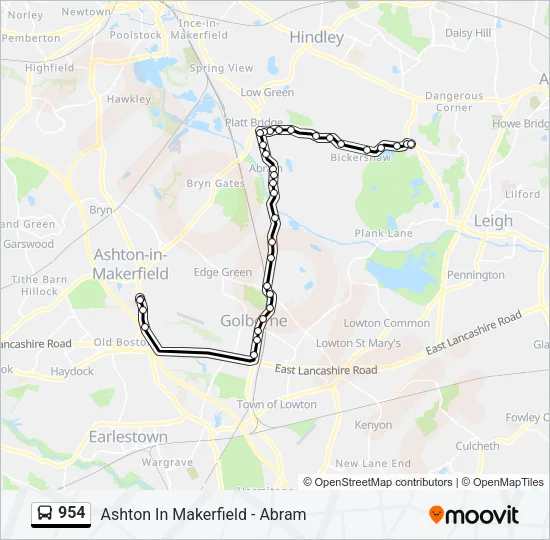 954 Bus Line Map