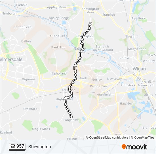 957 Route Schedules, Stops & Maps Shevington (Updated)