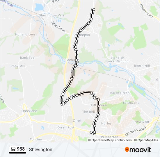 958 Route Schedules, Stops & Maps Shevington (Updated)
