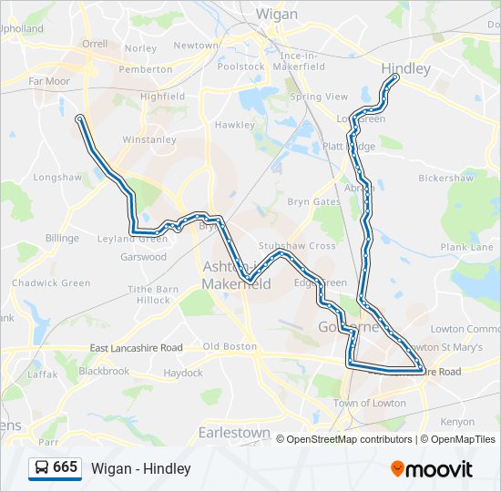 665 Route Schedules, Stops & Maps Hindley (Updated)