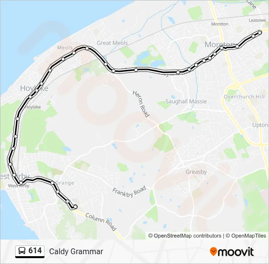 614 Route: Schedules, Stops & Maps - Caldy Grammar (Updated)