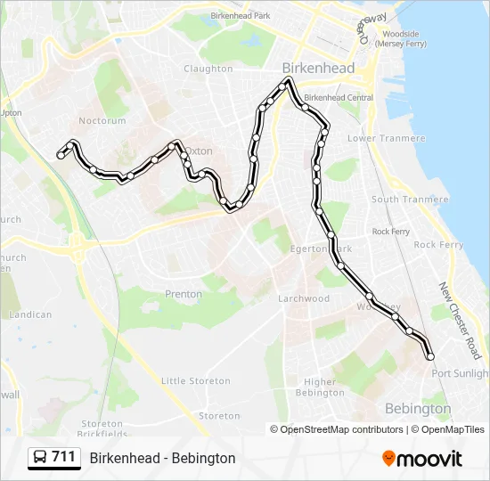 711 Route: Schedules, Stops & Maps - Bebington Stn (Updated)