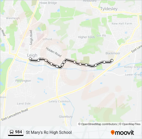 984 Bus Line Map