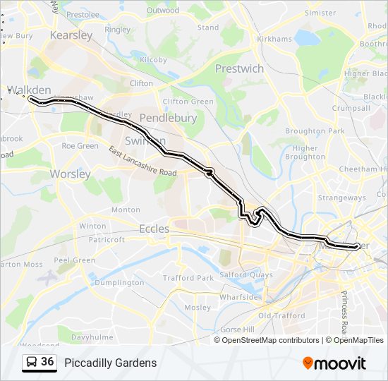 36 Route Schedules, Stops & Maps Piccadilly Gardens (Updated)