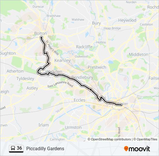 36 Route Schedules, Stops & Maps Piccadilly Gardens (Updated)