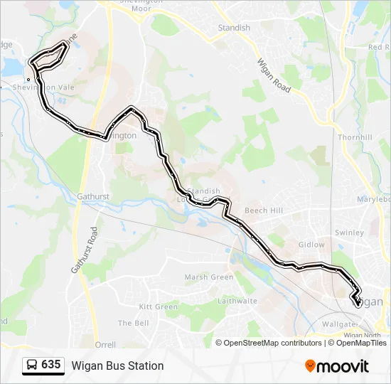 635 Route: Schedules, Stops & Maps - Wigan Bus Station (Updated)