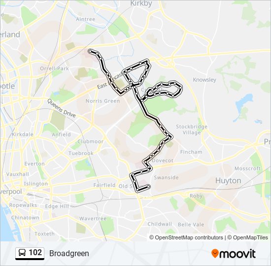 102 Route Schedules Stops And Maps Broadgreen Updated