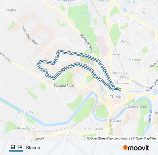 14 Route: Schedules, Stops & Maps - Blacon (Updated)