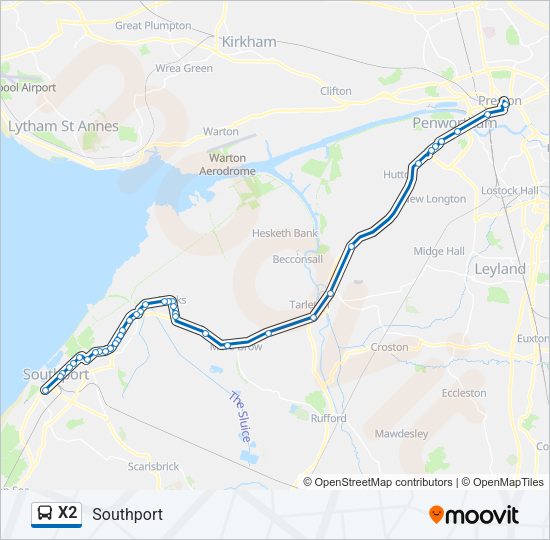X2 Bus Line Map