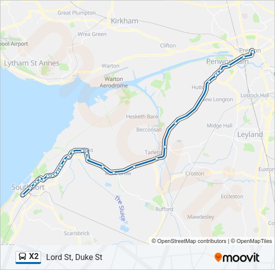 X2 Bus Line Map