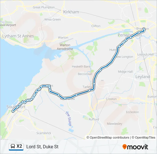 X2 Bus Line Map