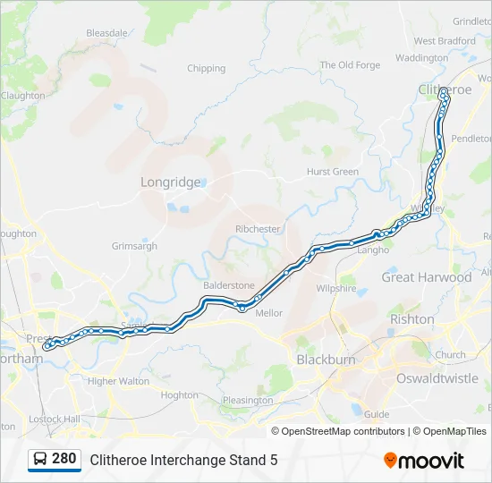 280 Route: Schedules, Stops & Maps - Clitheroe Interchange Stand 5 ...