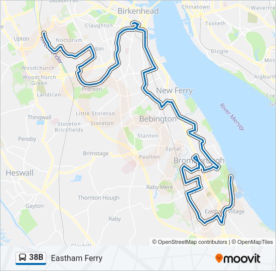 38B bus Line Map