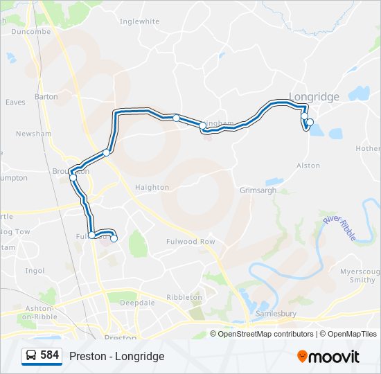 584 bus Line Map