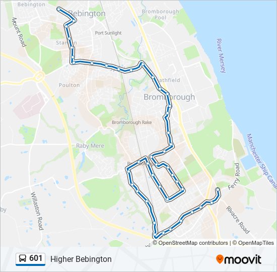 601 Route: Schedules, Stops & Maps - Higher Bebington (Updated)