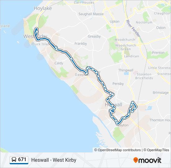 671 bus Line Map