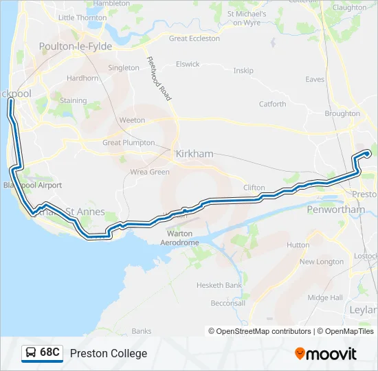 68C Bus Line Map