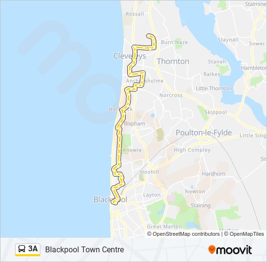 3a Route Schedules, Stops & Maps Blackpool Town Centre (Updated)