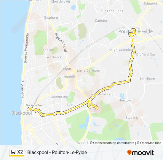 X2 Bus Line Map