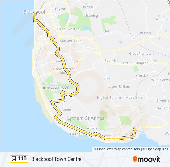 11b Route: Schedules, Stops & Maps - Blackpool Town Centre (Updated)