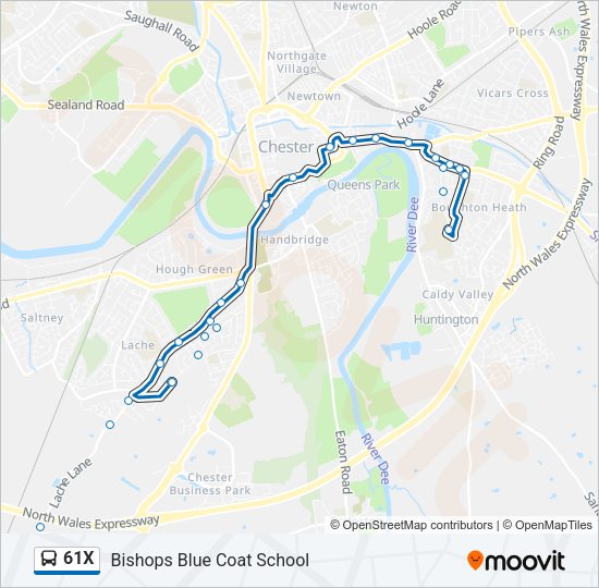 61X Bus Line Map
