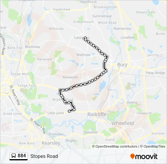 884 Bus Line Map