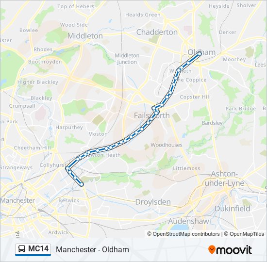MC14 bus Line Map