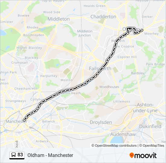 83 Route Schedules, Stops & Maps Piccadilly Gardens (Updated)