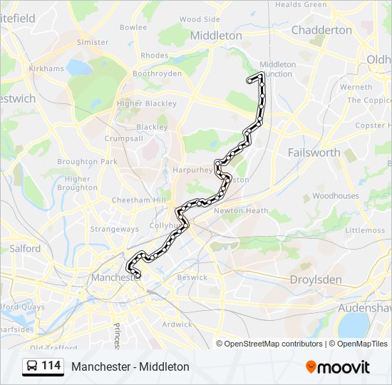 114 bus Line Map