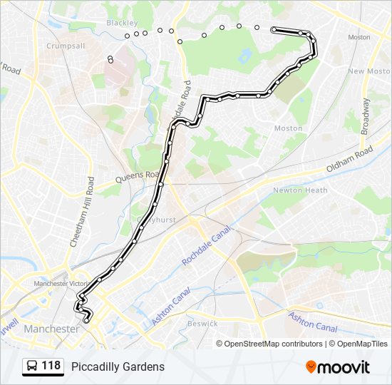 118 Route Schedules, Stops & Maps Piccadilly Gardens (Updated)