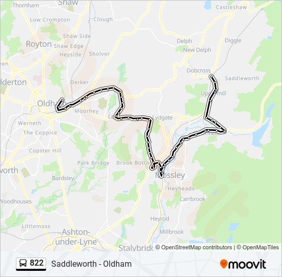 822 bus Line Map