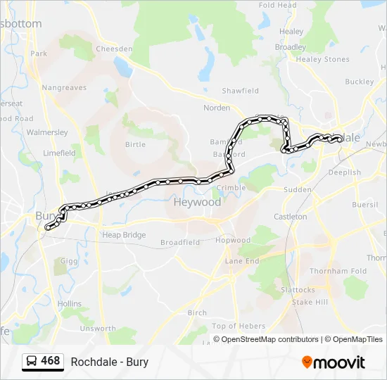 468 Route: Schedules, Stops & Maps - Bury Interchange (Updated)