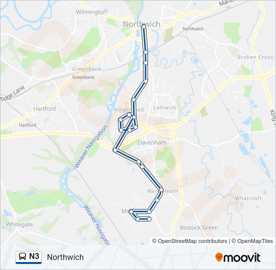 N3 Bus Line Map