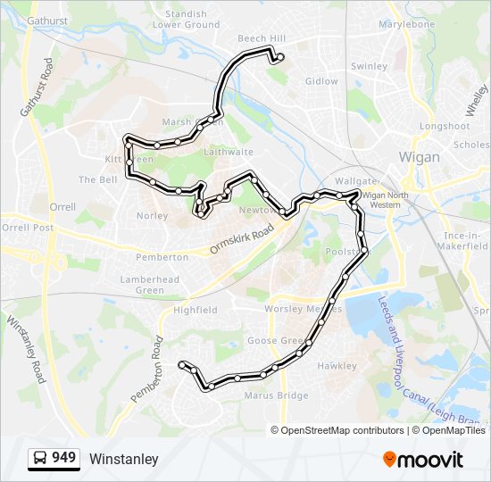 949 bus Line Map