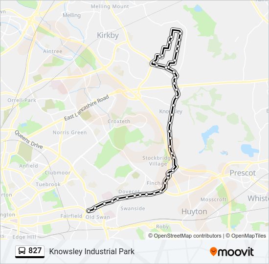 827 bus Line Map