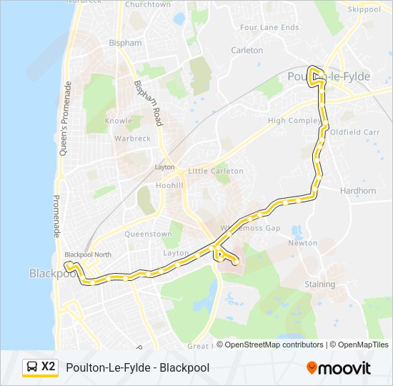 X2 Bus Line Map