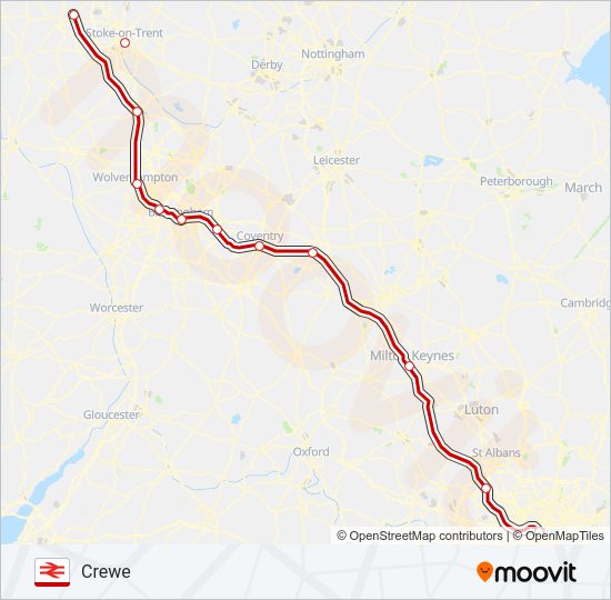 AVANTI WEST COAST train Line Map