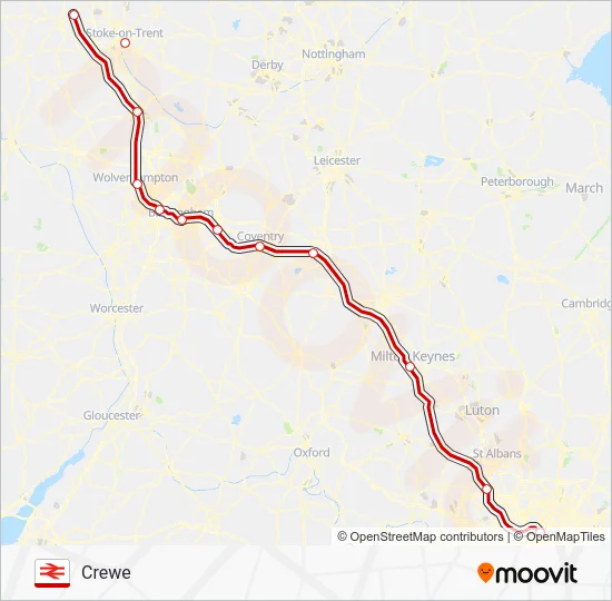 AVANTI WEST COAST Train Line Map