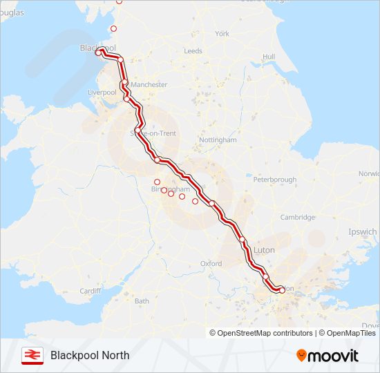 AVANTI WEST COAST Train Line Map