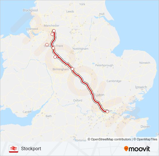 AVANTI WEST COAST train Line Map