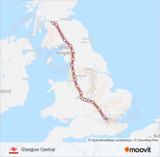 AVANTI WEST COAST train Line Map