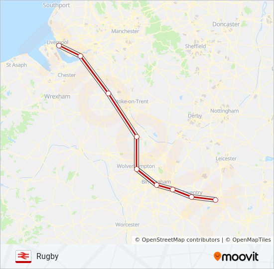 AVANTI WEST COAST train Line Map