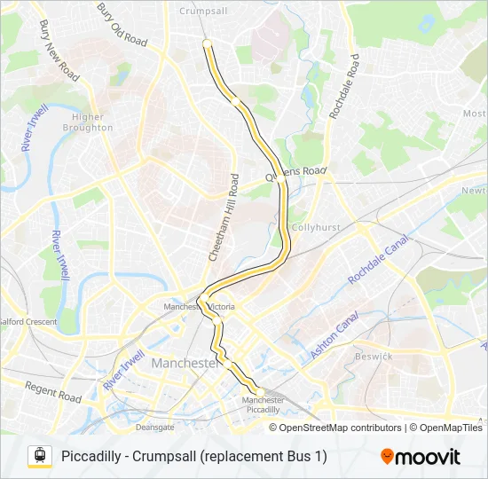 REPLACEMENT BUS 1 Light Rail Line Map