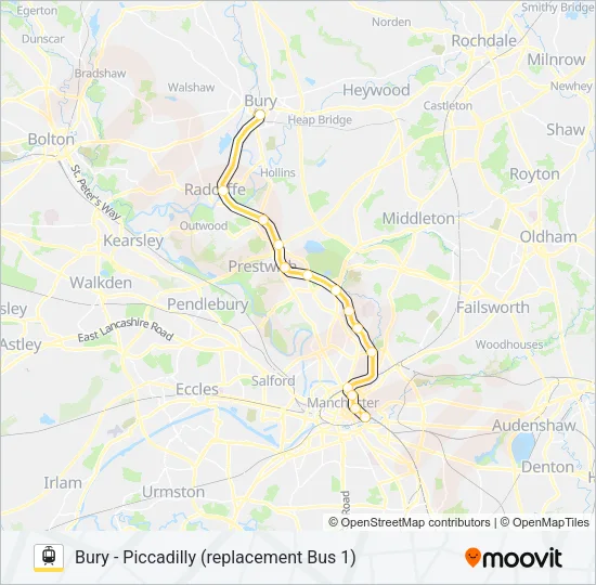 REPLACEMENT BUS 1 Light Rail Line Map