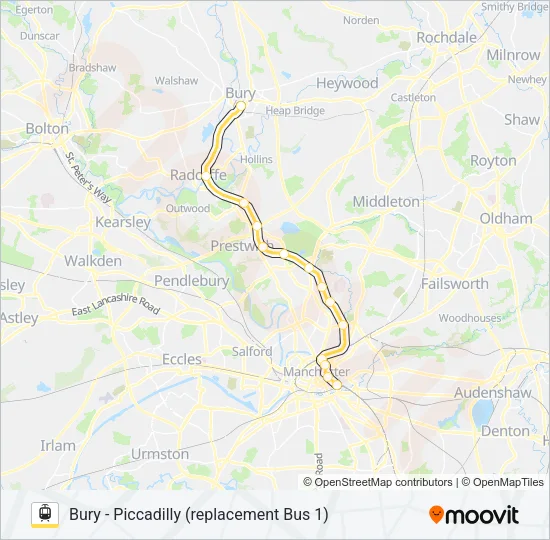 REPLACEMENT BUS 1 Light Rail Line Map